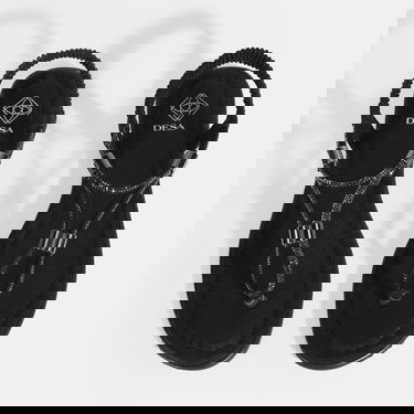  Kadın Siyah Taşlı Lastik Bantlı Parmak Arası Sandalet