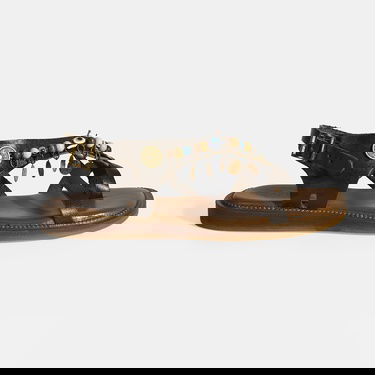  Kahve Kadın Toka Detaylı Aksesuarlı Deri Sandalet