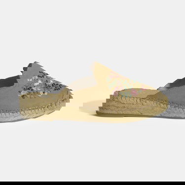  Limited Edition Bej Kadın Çiçek Nakışlı Süet Espadril Terlik