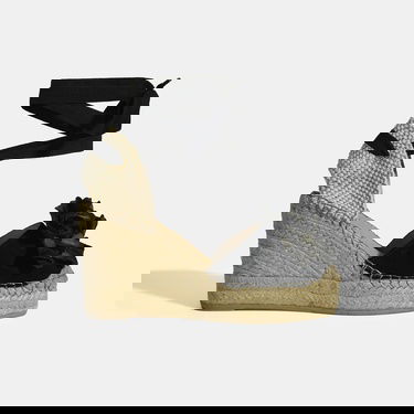  Limited Edition Siyah Kadın Çiçek Aksesuarlı Jüt Bağcıklı Dolgu Topuklu Süet Espadril