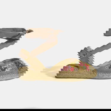  Limited Edition Bej Kadın Çiçek Nakışlı Jüt Bağcıklı Slingback Espadril