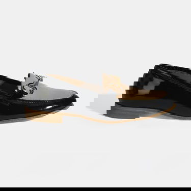  Siyah Kadın Metal Aksesuarlı Slip-On Rugan Loafer