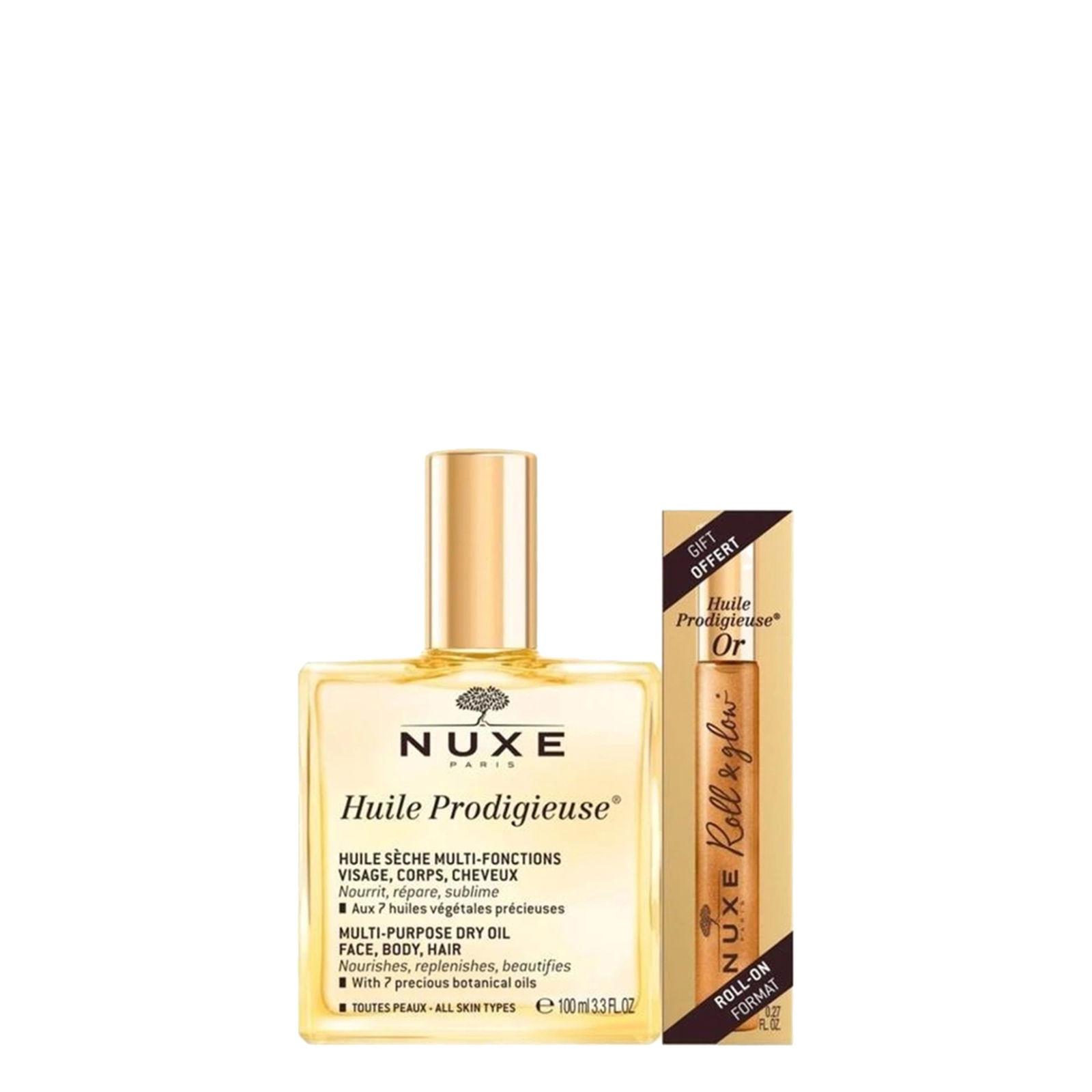 Nuxe Huile Prodigieuse Çok Amaçlı Kuru Yağ 100 ml ve Or Roll-On 8 ml