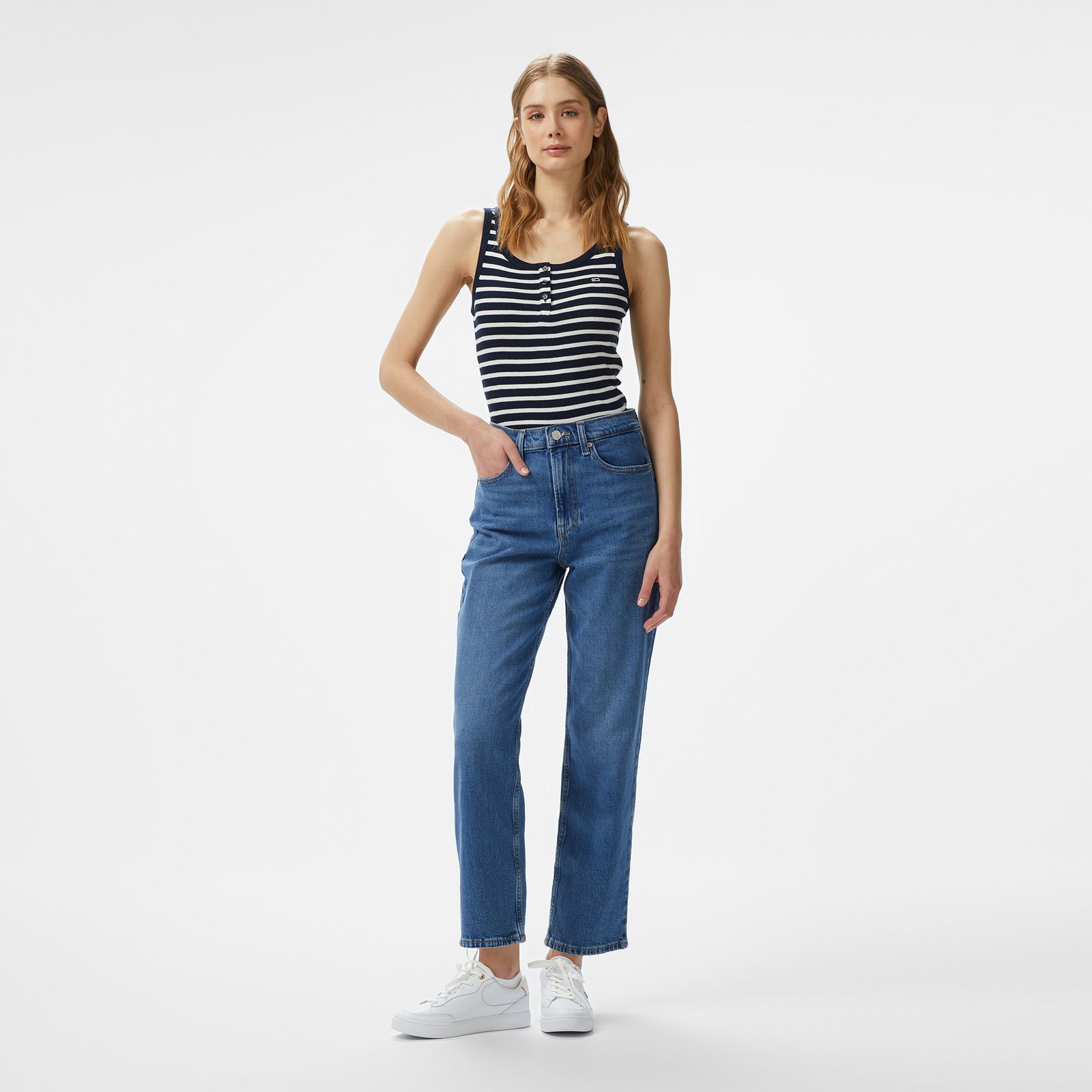 Tommy Jeans Layla Hr Slim Straight Ch0130 Kadın Lacivert Jean