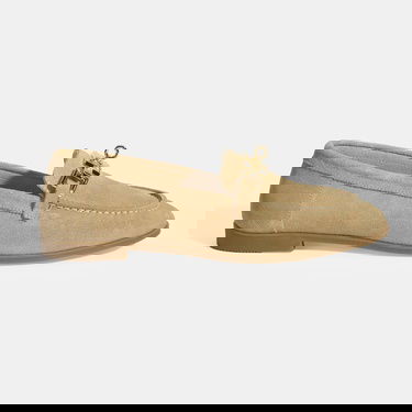  Kadın Bej Kilit Aksesuarlı Slip-On Süet Loafer