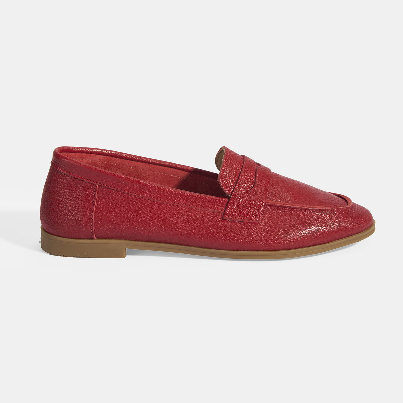 Kadın Kırmızı Slip-On Deri Loafer
