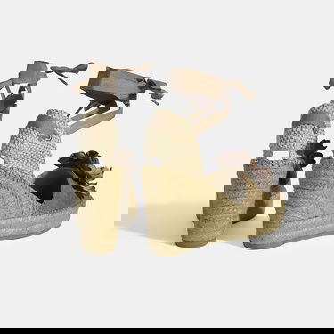  Limited Edition Bej Kadın Çiçek Aksesuarlı Jüt Bağcıklı Dolgu Topuklu Süet Espadril