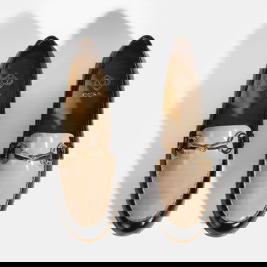  Siyah Kadın Metal Aksesuarlı Slip-On Rugan Loafer