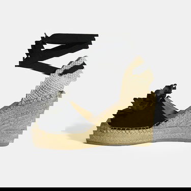  Limited Edition Siyah Kadın Çiçek Aksesuarlı Jüt Bağcıklı Dolgu Topuklu Süet Espadril