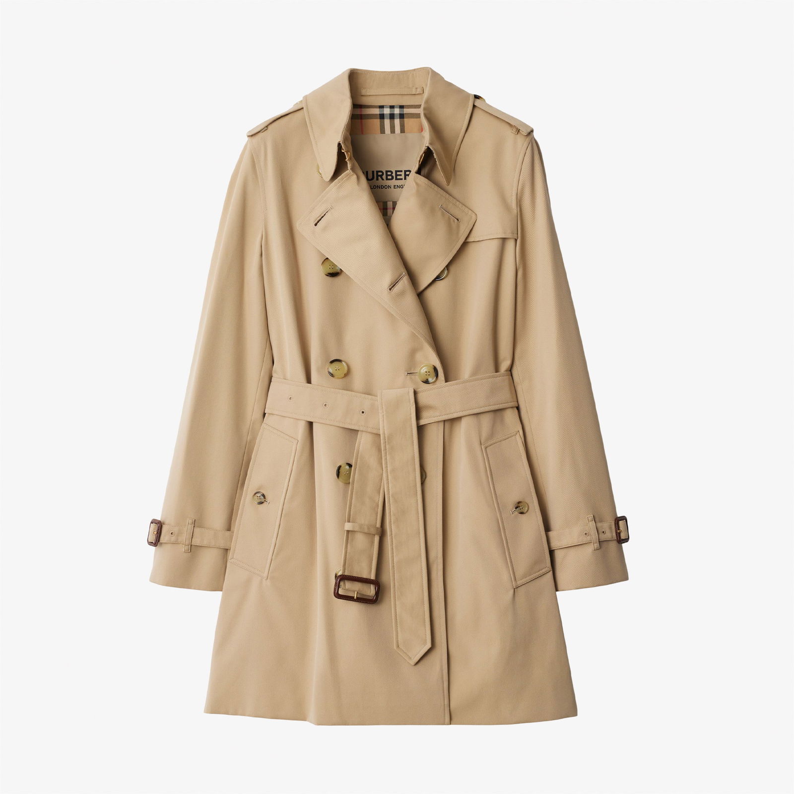 Burberry Short Kensington Heritage Kadın Bej Trençkot