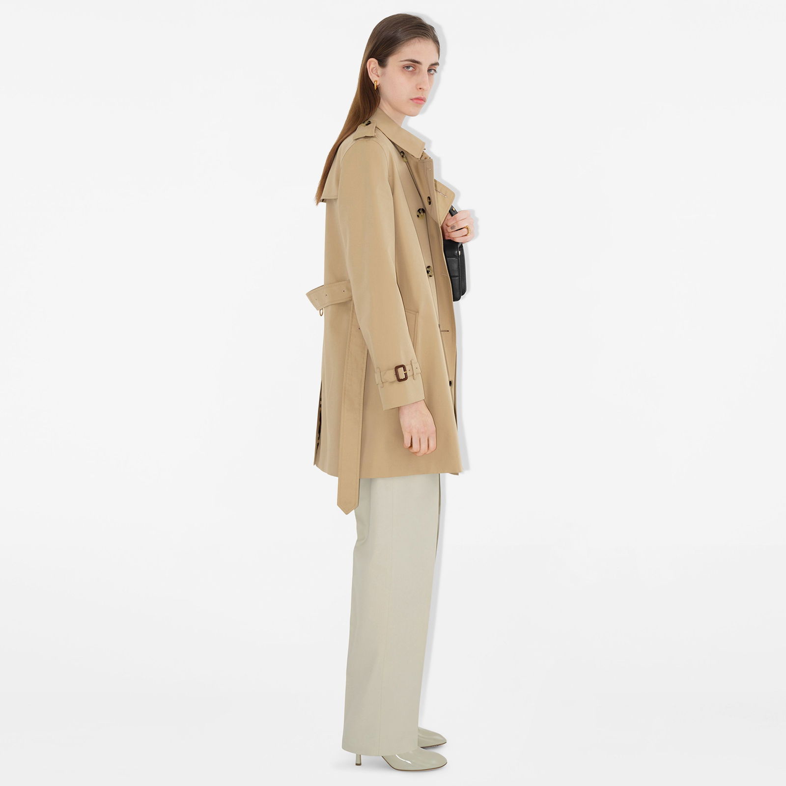 Burberry Short Kensington Heritage Kadın Bej Trençkot