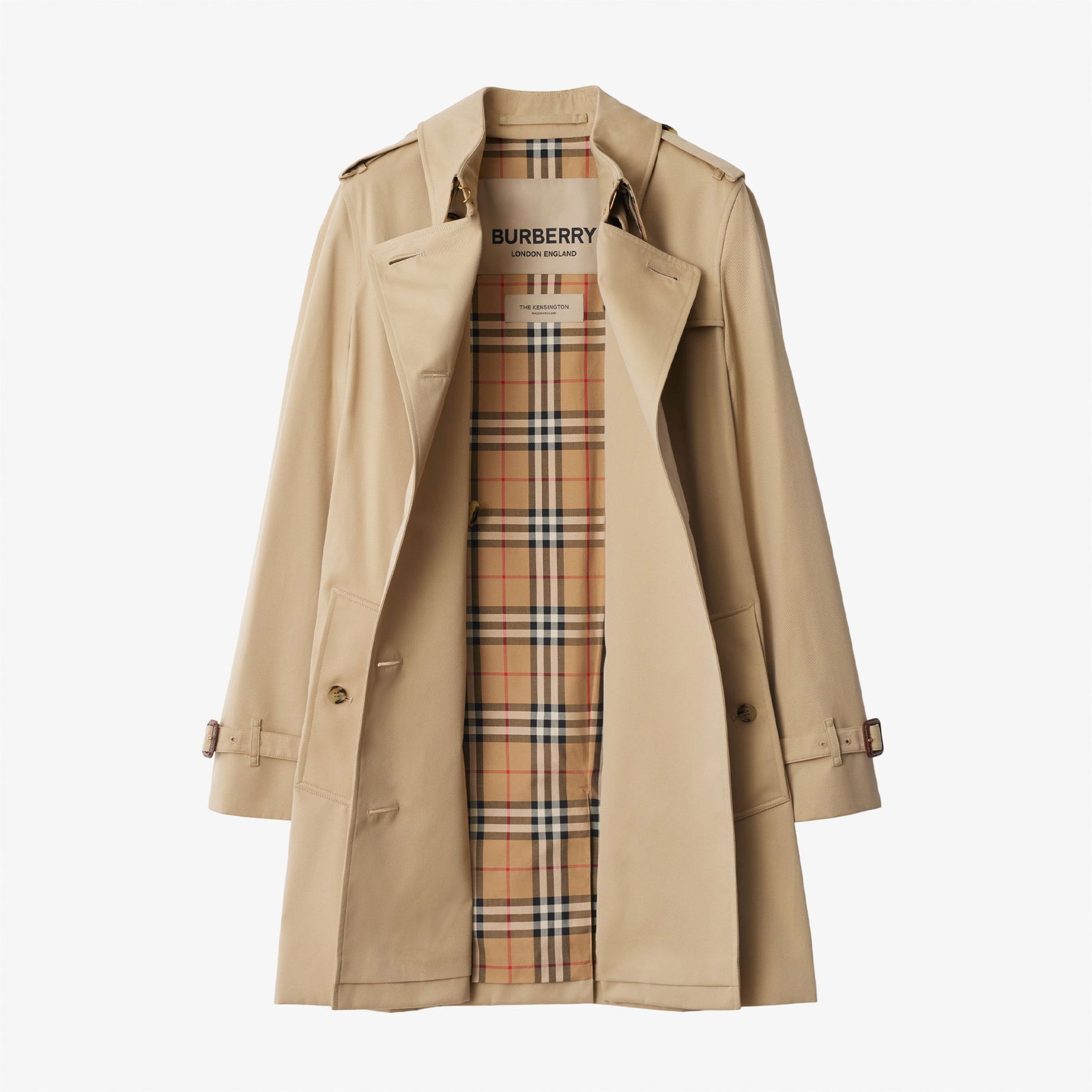 Burberry Short Kensington Heritage Kadın Bej Trençkot