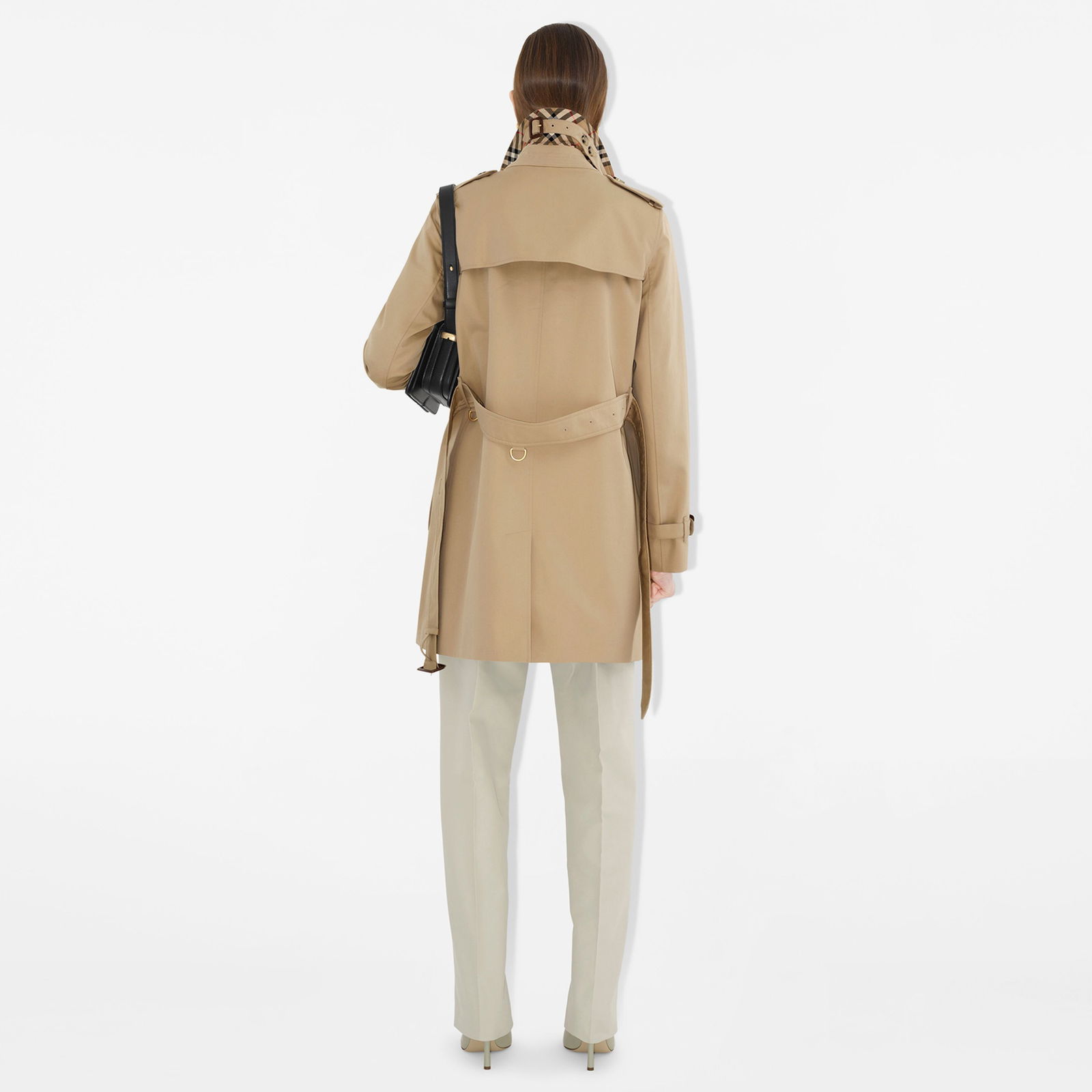 Burberry Short Kensington Heritage Kadın Bej Trençkot
