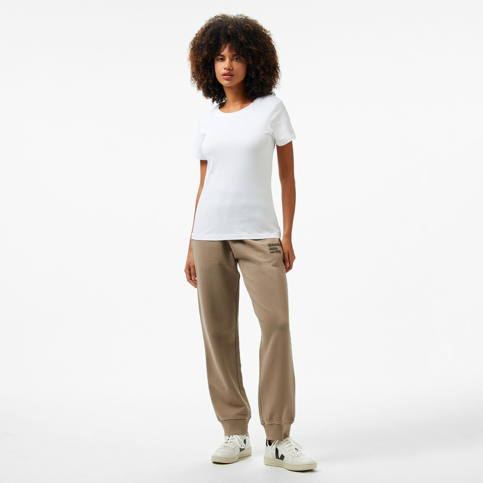 Calvin Klein İnstitutional Graphic Slim Kadın Beyaz T-Shirt