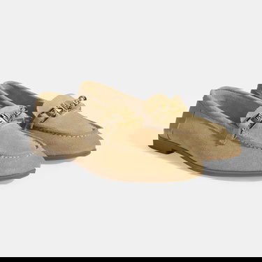  Kadın Bej Kilit Aksesuarlı Slip-On Süet Loafer