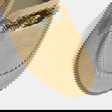  Kadın Bej Kilit Aksesuarlı Slip-On Süet Loafer