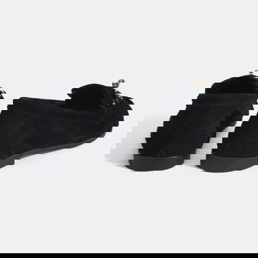  Kadın Siyah Kilit Aksesuarlı Slip-On Süet Loafer