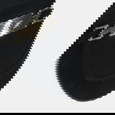  Kadın Siyah Kilit Aksesuarlı Slip-On Süet Loafer