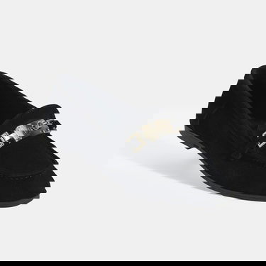  Kadın Siyah Kilit Aksesuarlı Slip-On Süet Loafer