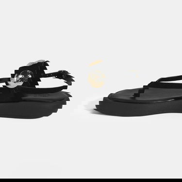  Kadın Siyah Metal Aksesuarlı Ayarlanabilir Tokalı Süet Sandalet