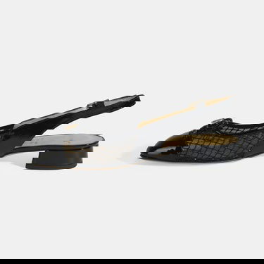  Luca Grossi Kadın Siyah File Detaylı Slingback Rugan Günlük Ayakkabı
