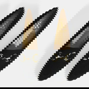  Luca Grossi Kadın Siyah Metal Aksesuarlı Süet Topuklu Loafer