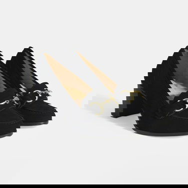  Luca Grossi Kadın Siyah Metal Aksesuarlı Süet Topuklu Loafer