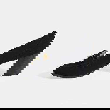  Luca Grossi Kadın Siyah Metal Aksesuarlı Süet Topuklu Loafer