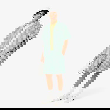  Lacoste Erkek Relaxed Fit Kısa Kollu Çizgili Yeşil Gömlek