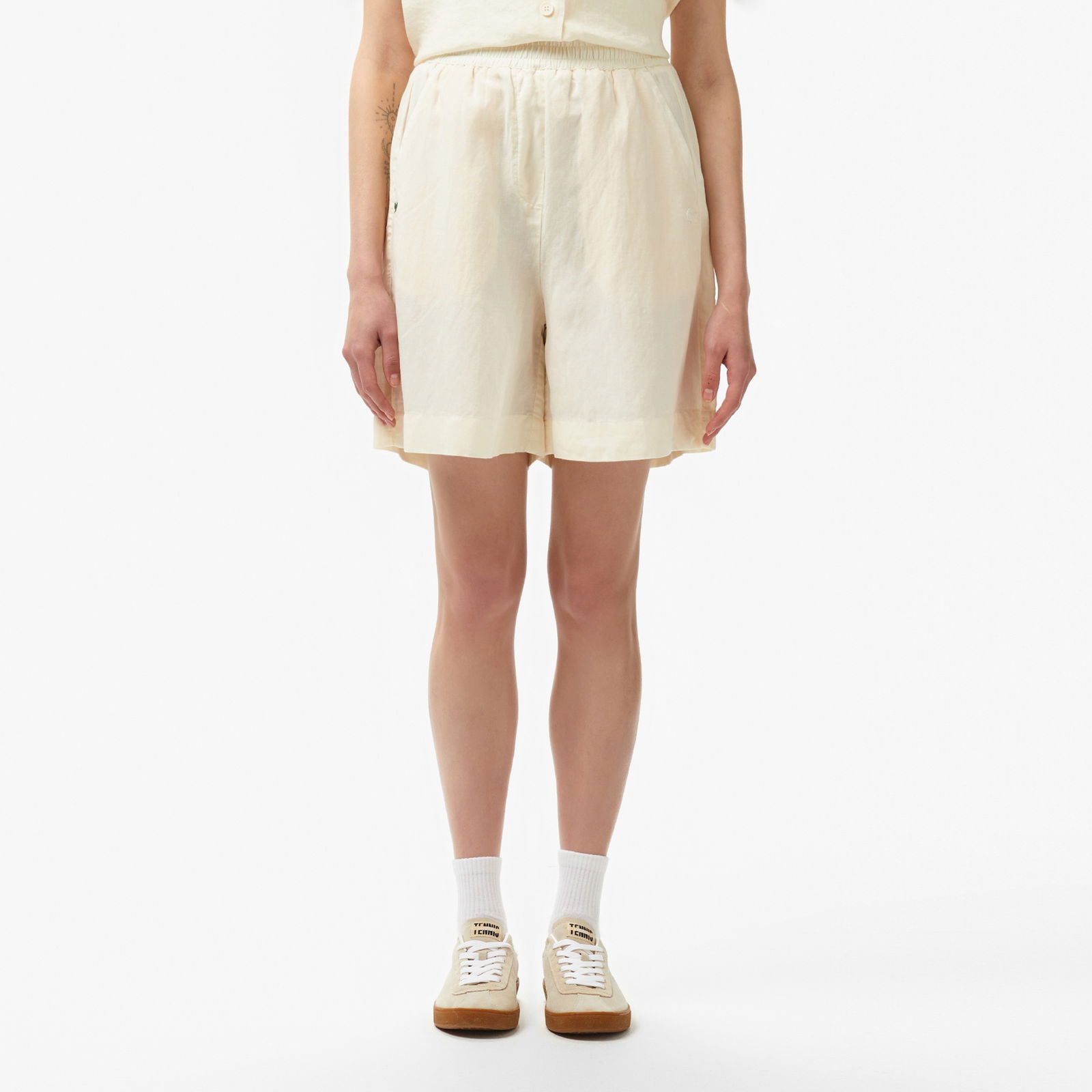 Lacoste Kadın Regular Fit Beyaz Bermuda