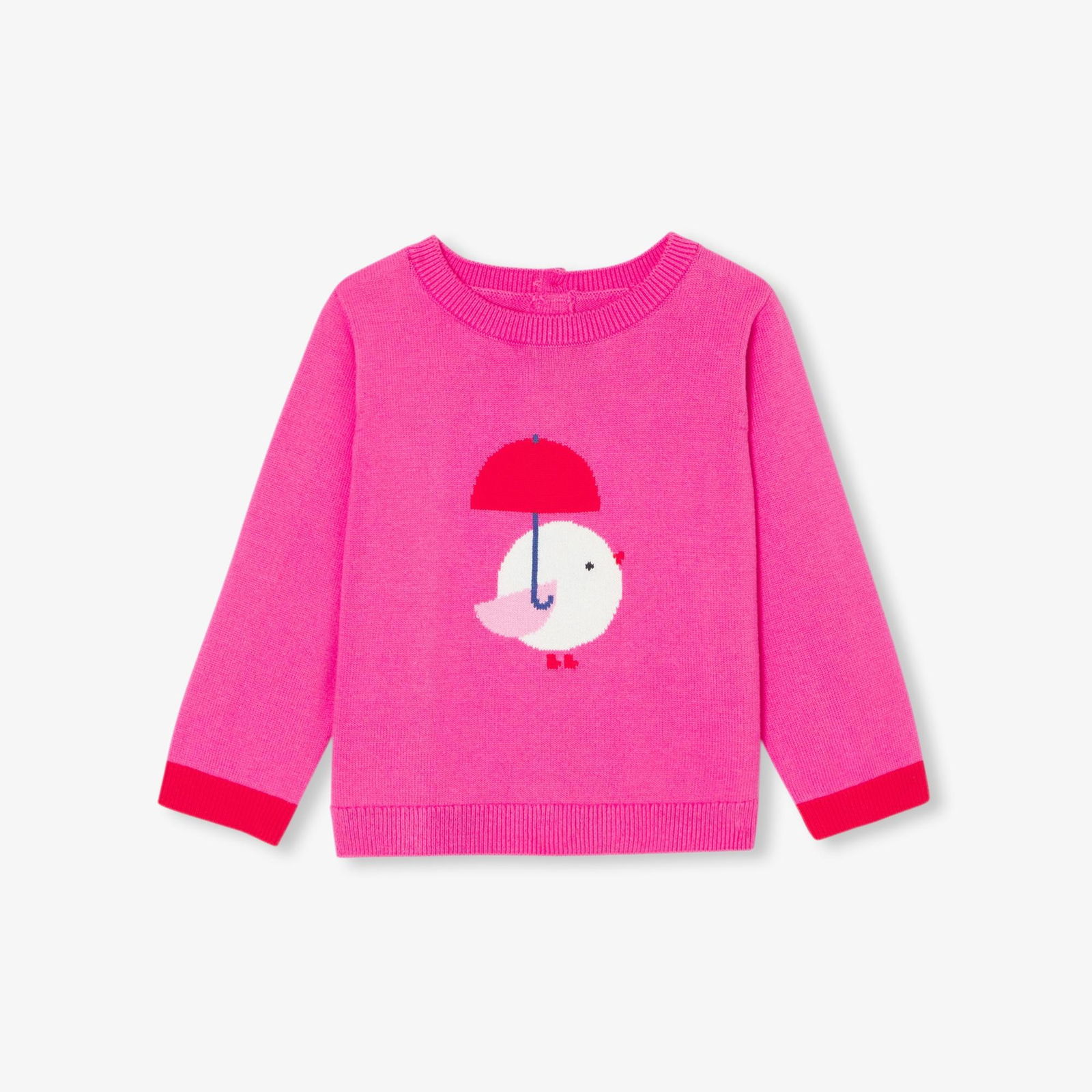 Kız Bebek Intarsia Örgü Desenli Kazak