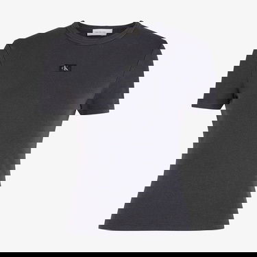  Calvin Klein Washed Woven Label Rib Fit Kadın Gri T-Shirt