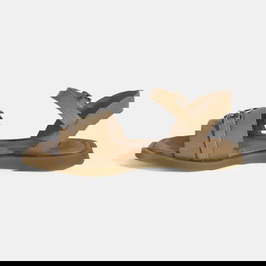  Taba Kadın Metal Aksesuarlı Ayarlanabilir Tokalı Deri Sandalet