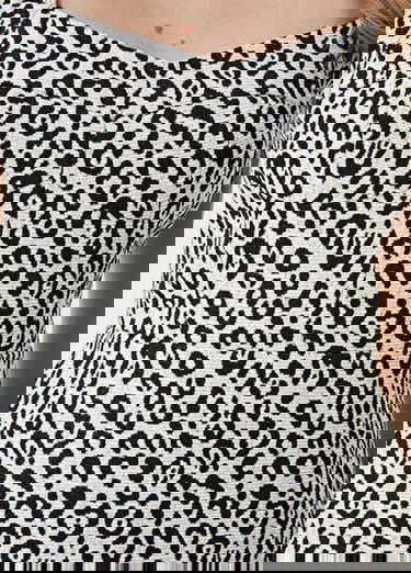  Siyah Beyaz Leopar Jakarlı Mini Elbise