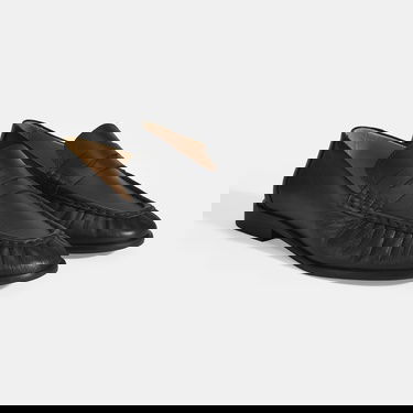  Kadın Siyah Slip-On Deri Loafer
