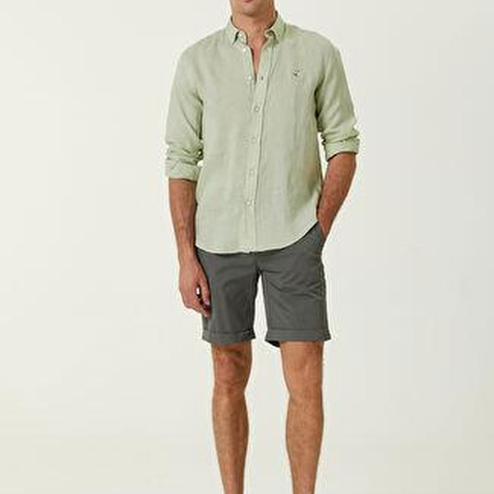 Slim Fit Antrasit Twill Şort