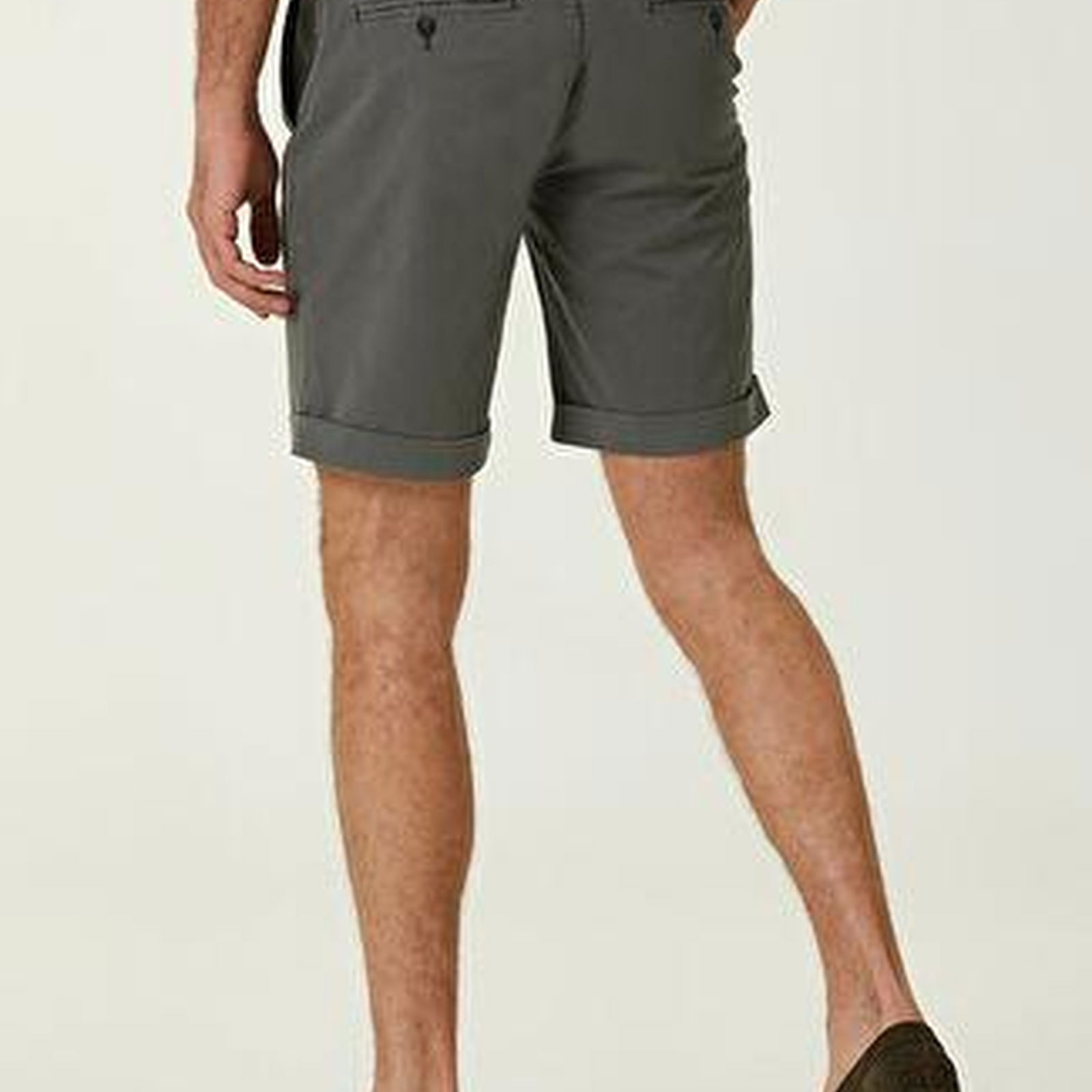 Slim Fit Antrasit Twill Şort