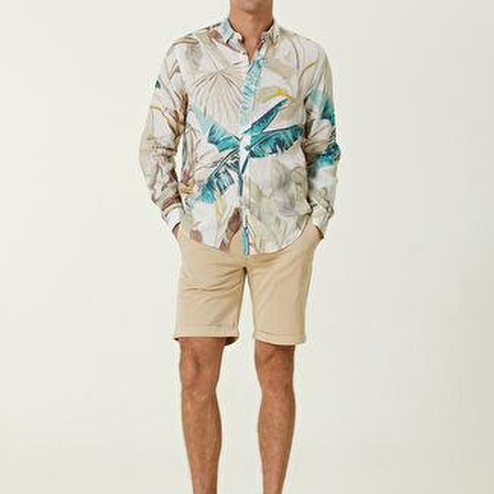 Slim Fit Bej Twill Şort