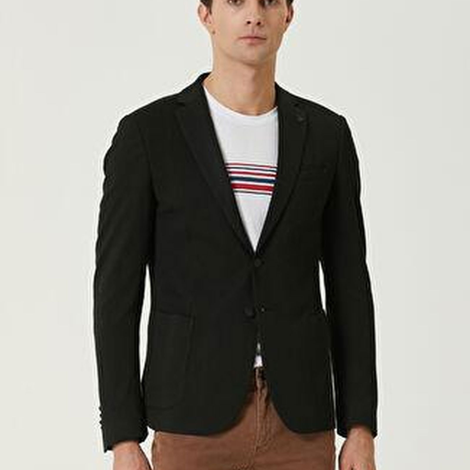 Siyah Petek Dokulu Blazer