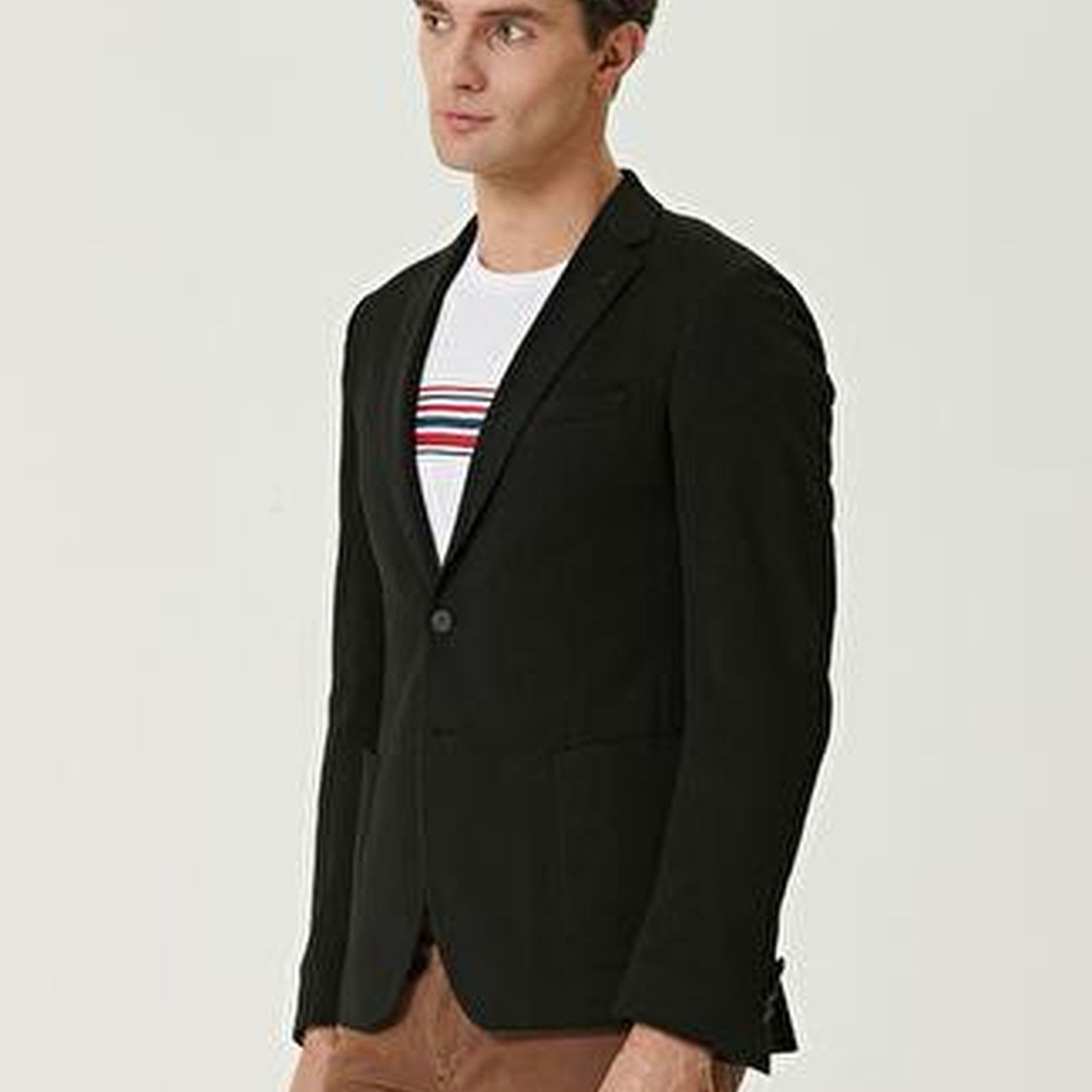 Siyah Petek Dokulu Blazer
