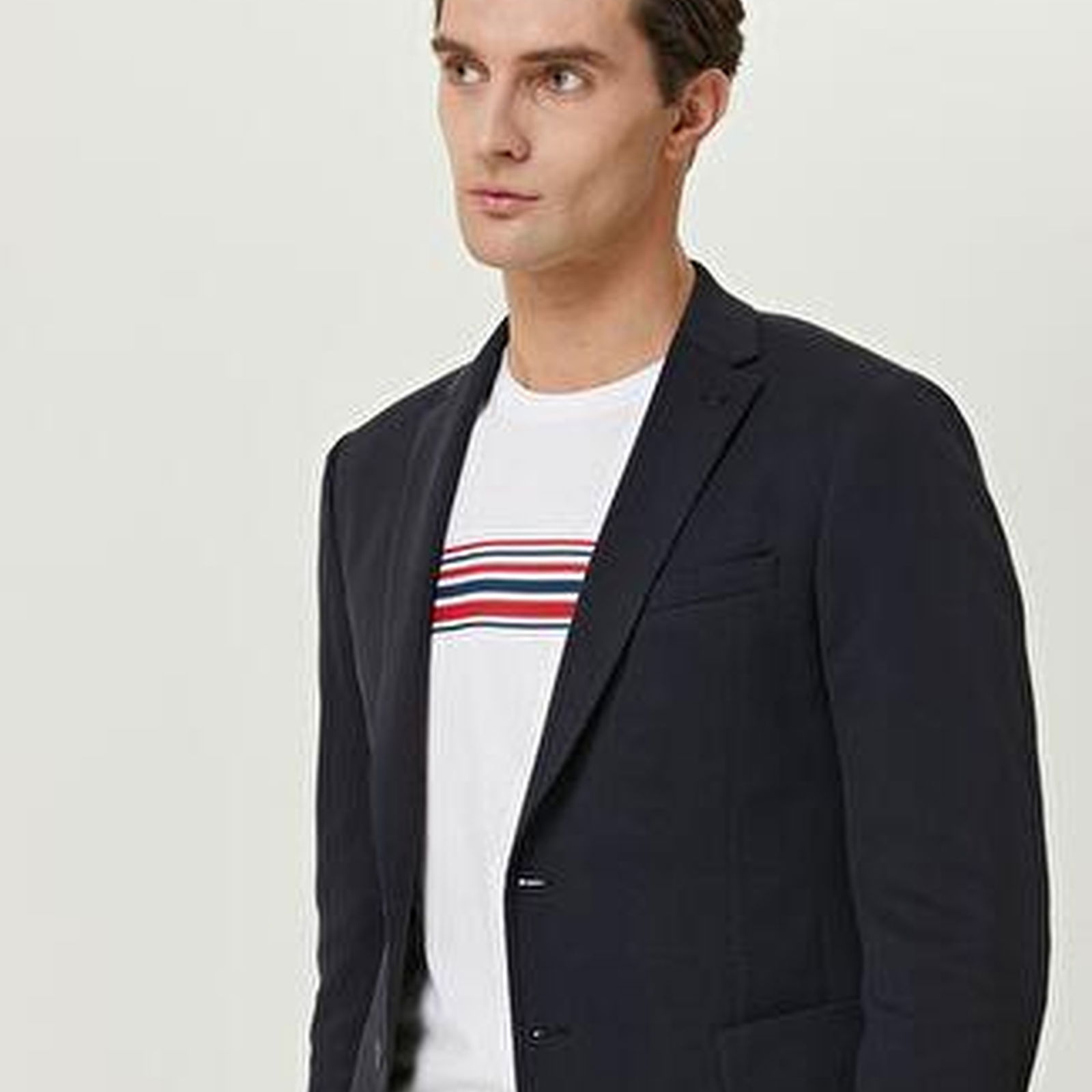 Lacivert Petek Dokulu Blazer