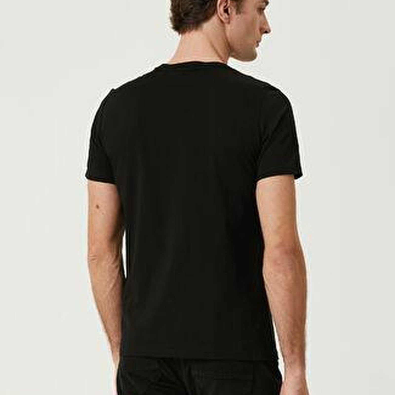 Siyah Palmiye Baskılı T-shirt