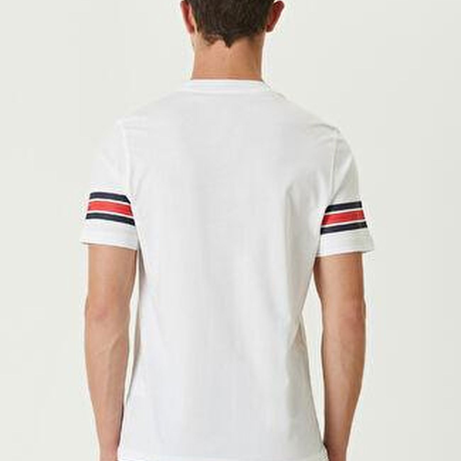 Beyaz Şerit Baskılı Logolu T-shirt