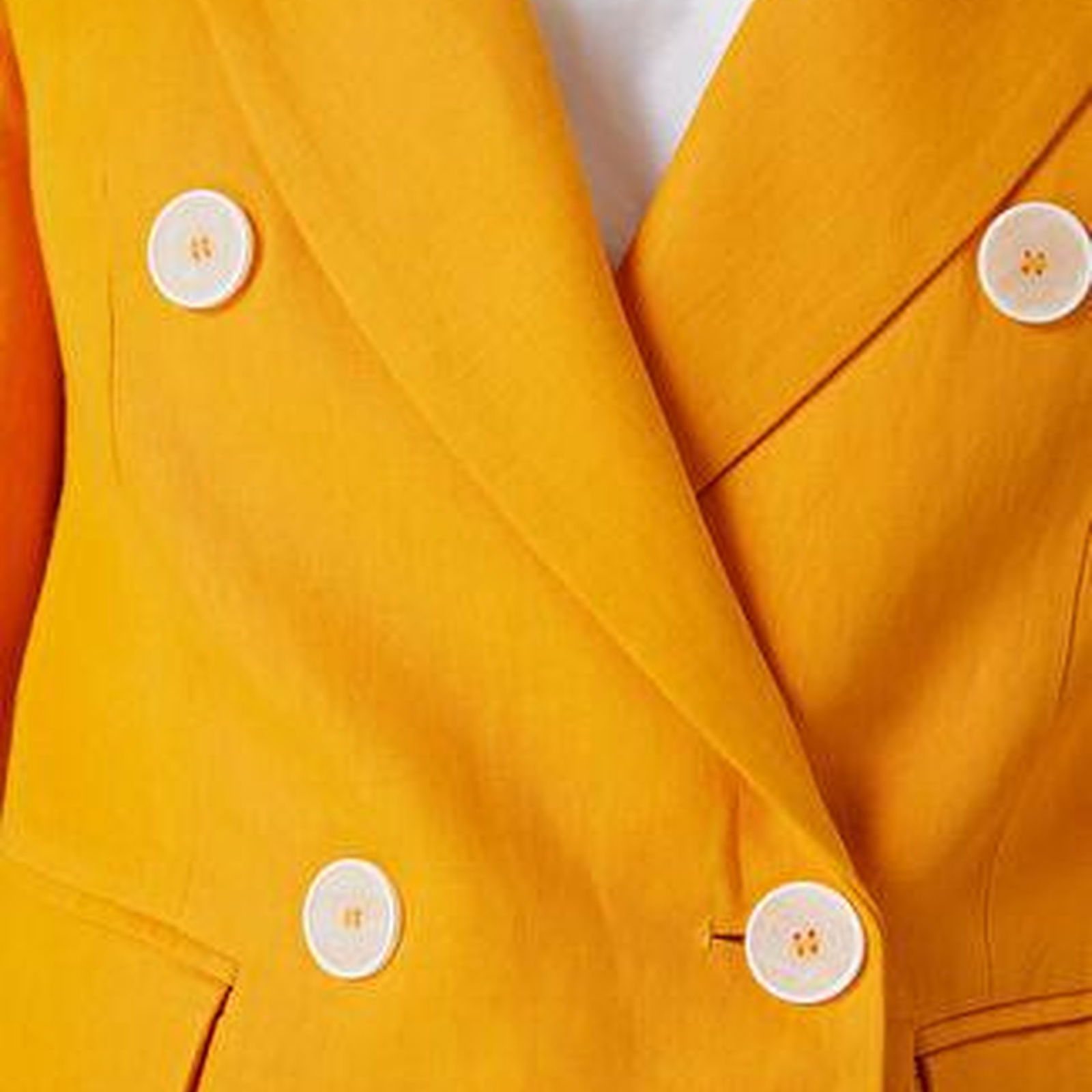 Turuncu Kruvaze Keten Blazer