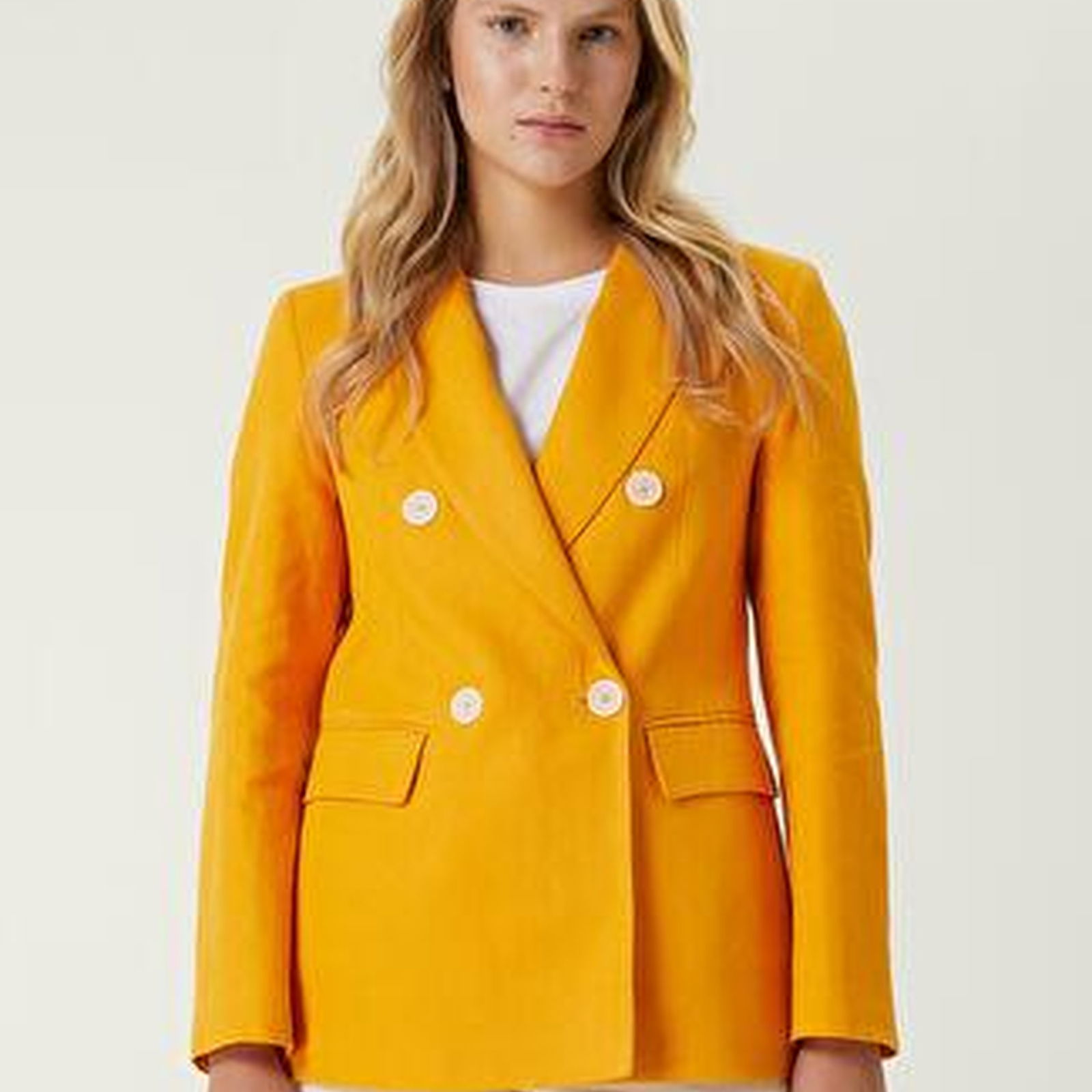 Turuncu Kruvaze Keten Blazer