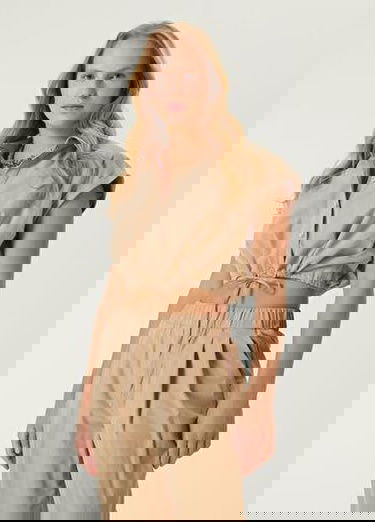 Bej Crop Gömlek