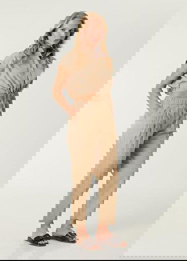 Bej Crop Gömlek