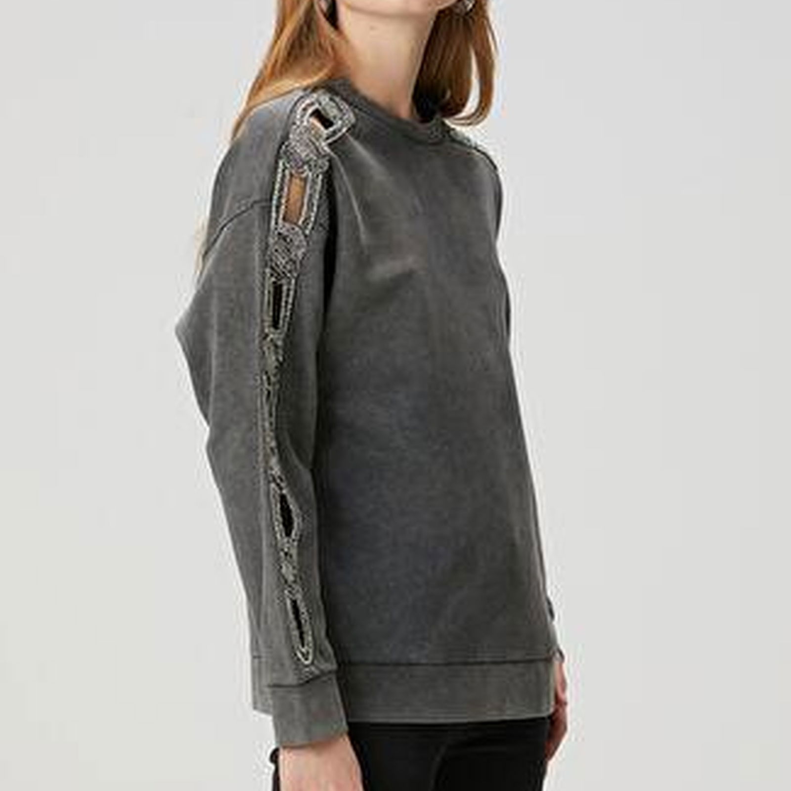 Antrasit Taş Detaylı Sweatshirt