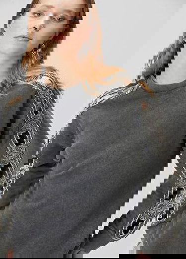 Antrasit Taş Detaylı Sweatshirt