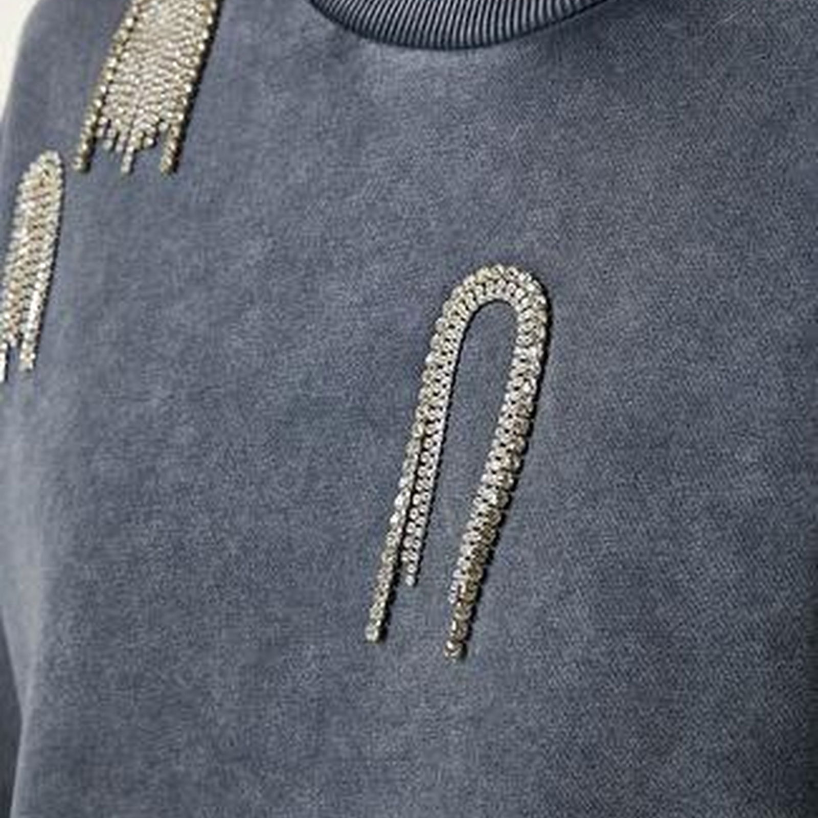 Antrasit Taş Detaylı Sweatshirt